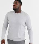 Asos Design Plus Crew Neck Cotton Sweater In Gray