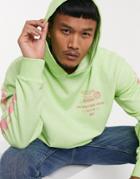 The Couture Club Hoodie With Washed Logo In Neon Mint-green