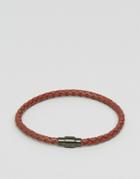 Seven London Leather Plaited Bracelet In Brown - Brown