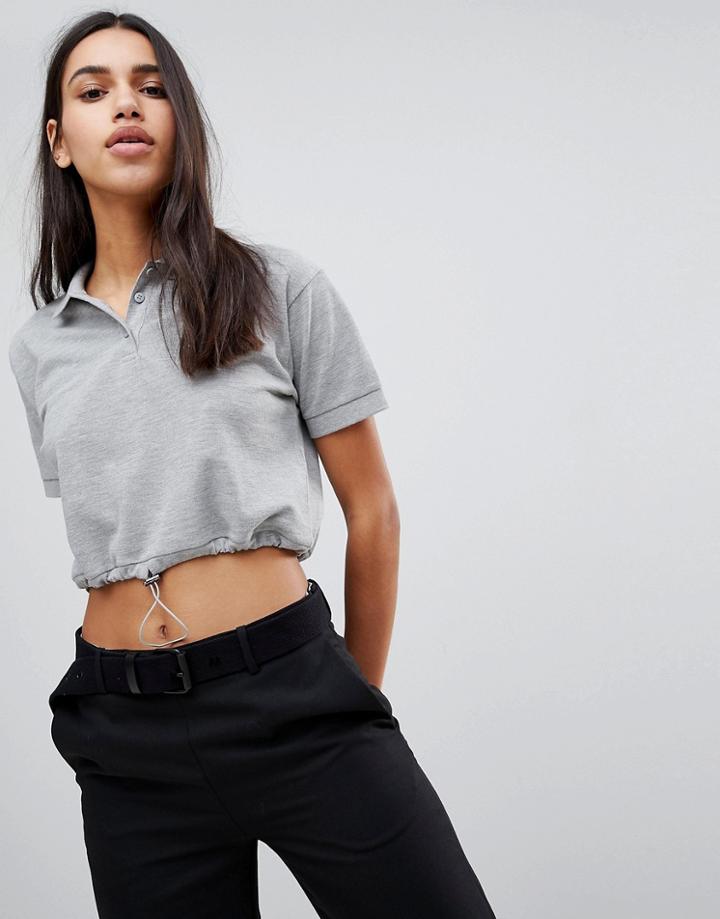 Asos Polo T-shirt With Elasticated Hem - Gray