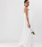 Asos Edition Petite Floaty Cape Back Wedding Jumpsuit-white