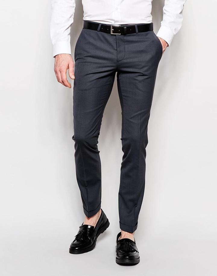 Noose & Monkey Pants With Stretch And Turn Up In Super Skinny Fit - Charcoal