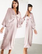 Asos Edition Extreme Kimono Sleeve Midi Dress-pink