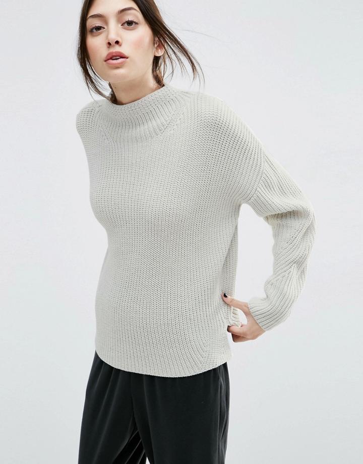 Asos Ultimate Chunky Sweater With High Neck - Gray