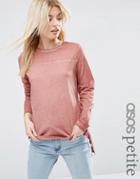Asos Petite Longline Top In Oil Wash With Seam Detail - Blush