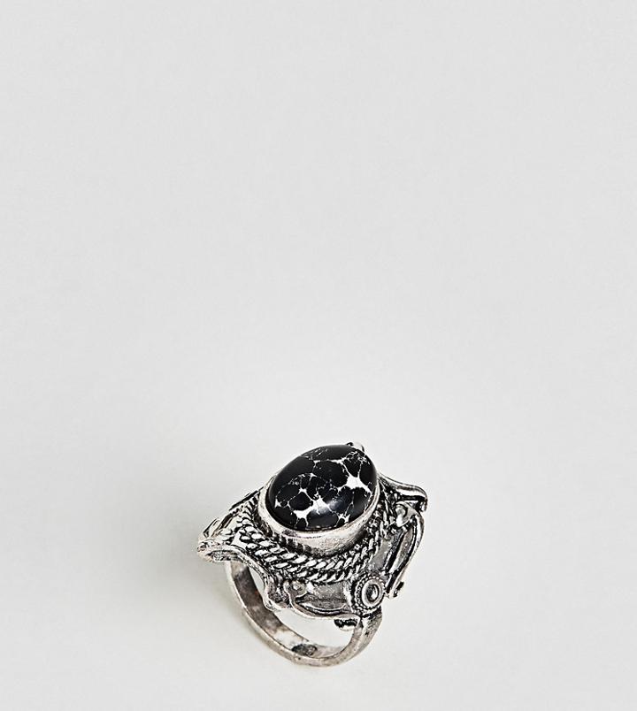 Asos Design Curve Large Stone Festival Ring - Silver