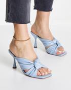Asos Design Hector Knotted Heeled Mules In Pastel Blue-blues