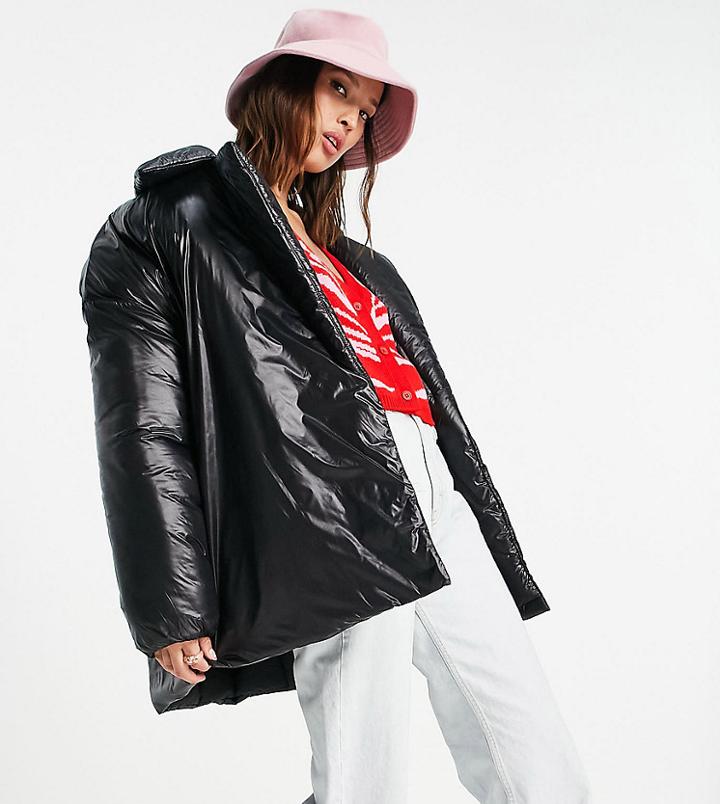 Collusion Recycled Polyester Padded Puffer Blazer In Black