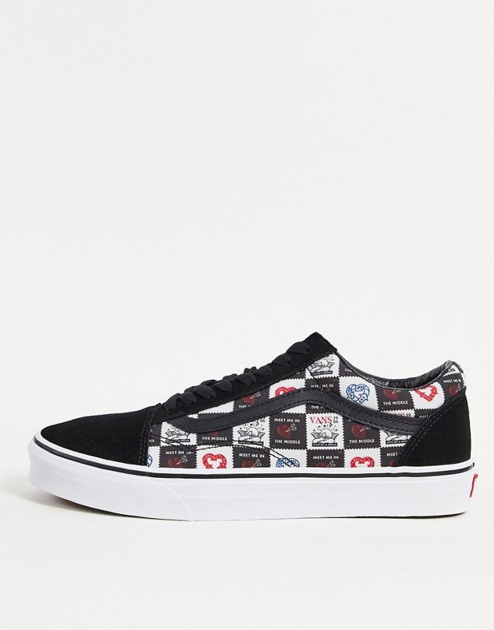 Vans Old Skool Sneakers With Love Letter Print In Black