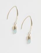 Asos Design Pull Through Earrings With Crystal Shard In Gold Tone - Gold