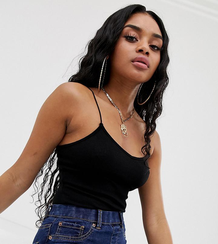 Asos Design Petite Spaghetti Strap Cami Body In Black - Black