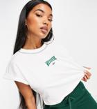 Reebok Drop Shoulder Crop Top With Raw Hem In Off White - Exclusive To Asos