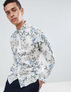 Selected Homme Slim Short Sleeve Shirt With Floral Print - White