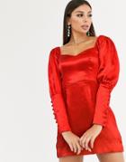 Talulah Daring Milk Maid Style Mutton Sleeve Dress - Red