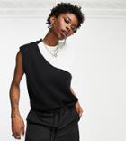 Native Youth Oversized Sleeveless Sweater Vest In Abstract Spot Knit - Part Of A Set-black