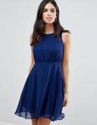 Zibi London Skater Dress With Pleat Detail - Blue