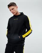 Liquor N Poker Hoodie With Yellow Arm Side Stripe - Black