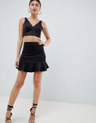Prettylittlething Flippy Hem Mini Skirt - Black