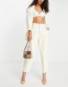 Ghospell Faux Leather Pants In Cream-white
