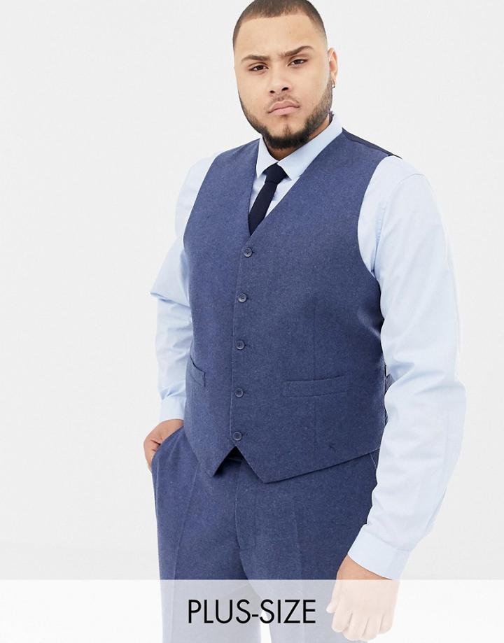 Gianni Feraud Plus Slim Fit Wool Blend Heritage Donnegal Vest - Navy