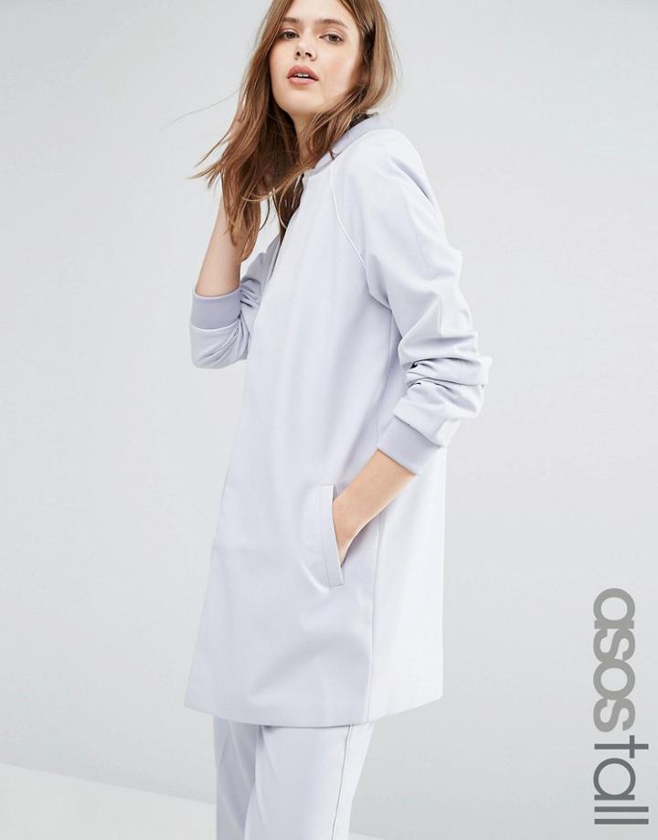 Asos Tall Longline Bomber With Raglan Sleeve Co-ord - Purple