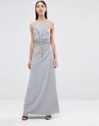 Maya Diamond Embellished Maxi Dress - Gray