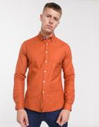 Asos Design Slim Fit Oxford Shirt In Rust - Brown