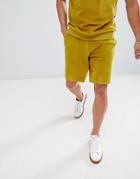 Asos Design Two-piece Velour Shorts In Green - Green