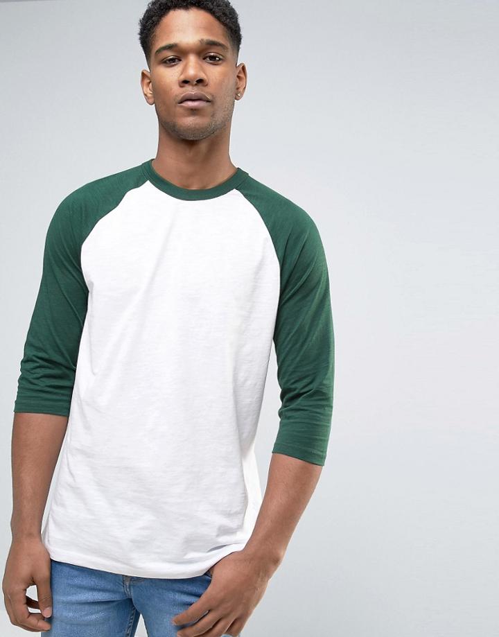 New Look Raglan T-shirt In Dark Green - Green