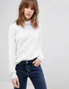 Asos Sweater With High Neck And Stripe Ripple Stitch - Cream