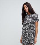 Asos Design Maternity Nursing Zip Through Dress In Polka Dot - Multi