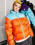 The North Face 1996 Retro Nuptse Jacket In Orange/blue