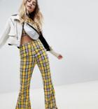 One Above Another High Waist Kick Flare Pants In Check Co-ord - Yellow