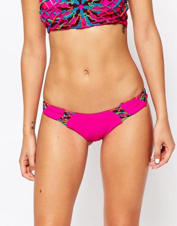 Beach Riot Carnival Macrame Fuego Bikini Bottoms - Pink Multi