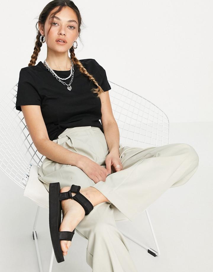 Weekday Forever Cotton Shrunken T-shirt In Black