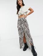 Asos Design Jersey Wrap Maxi Skirt In Animal Print-multi