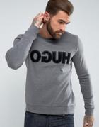 Hugo By Hugo Boss Dicagor Reverse Logo Crew Neck Sweat In Gray - Gray