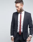 Ben Sherman Slim Fit Suit Jacket In Charcoal Small Weave - Navy