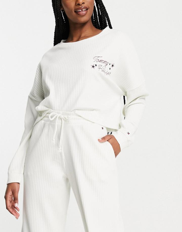 Tommy Hilfiger Organic Cotton Blend Soft Rib Logo Crop Top In Ivory-white