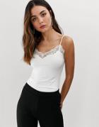 Lindex Cami With Lace Trim In White - White