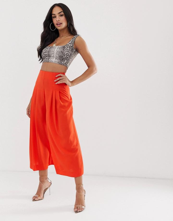 Asos Design Pleat Front Culottes-red