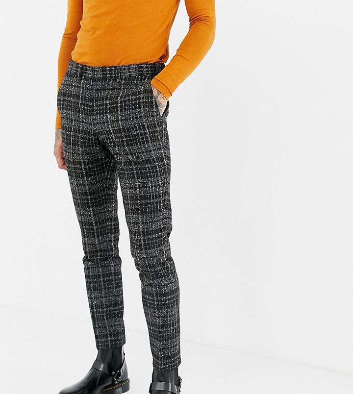Heart & Dagger Skinny Suit Pants In Textured Check - Black