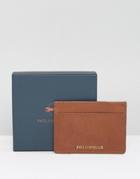 Paul Costelloe Leather Card Holder Criss Cross Tan With Multi Contrast