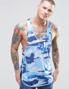 11 Degrees Vest With All Over Camo Print - Blue