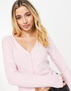 Hollister Long Sleeve Textured Button Fly-away Top In Pink