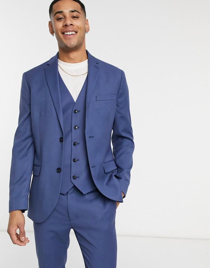 Topman Skinny Suit Jacket In Blue-blues