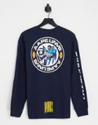 Aape By A Bathing Ape Mount Snow Backprint Long Sleeve Top In Navy
