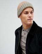Asos Fisherman Beanie In Pink With Gray Turn Up - Pink