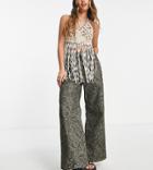 Reclaimed Vintage Inspired 88' Wide Leg Jean In Paisley Print-multi