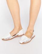 London Rebel Mica Weave Flat Shoes - White